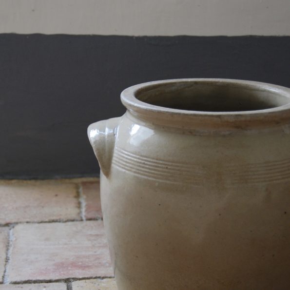 Pot en grès grand format beige clair avec anses vase pot plante fleurs décoration