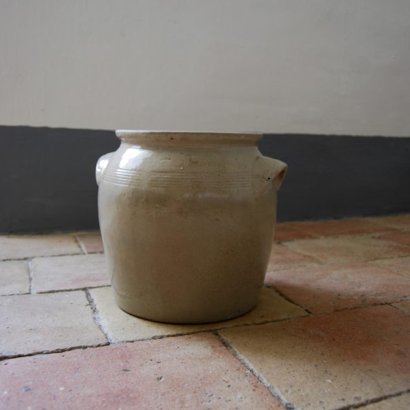 Pot en grès grand format beige clair avec anses vase pot plante fleurs décoration