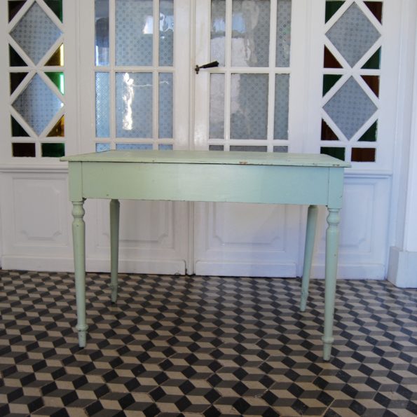 Table bureau vintage vert d'eau en bois couleur mint vert amande