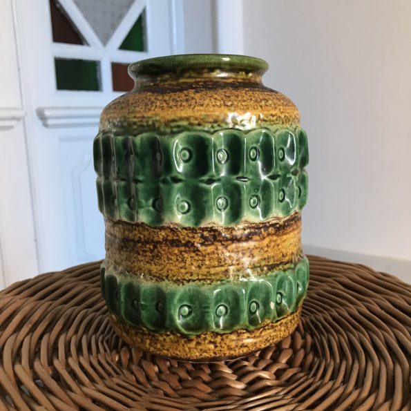 Vase céramique West Germany vert et jaune