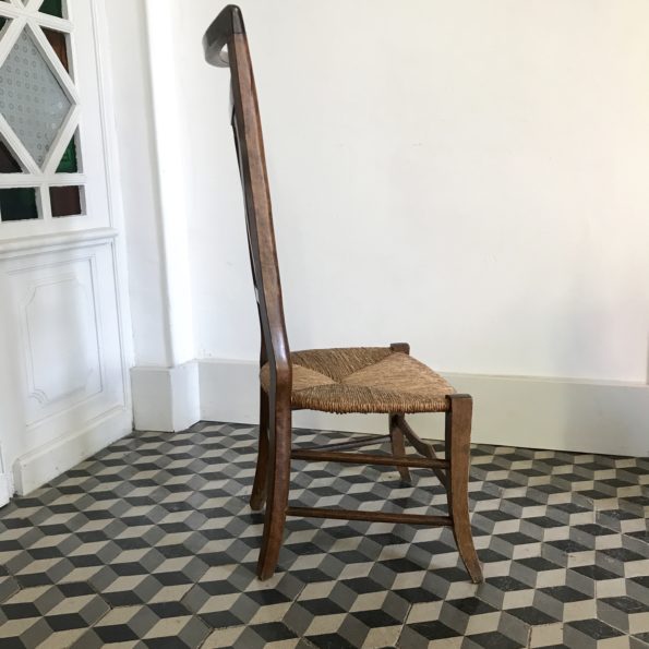 Chaise prie-dieu ancienne bois assise paille