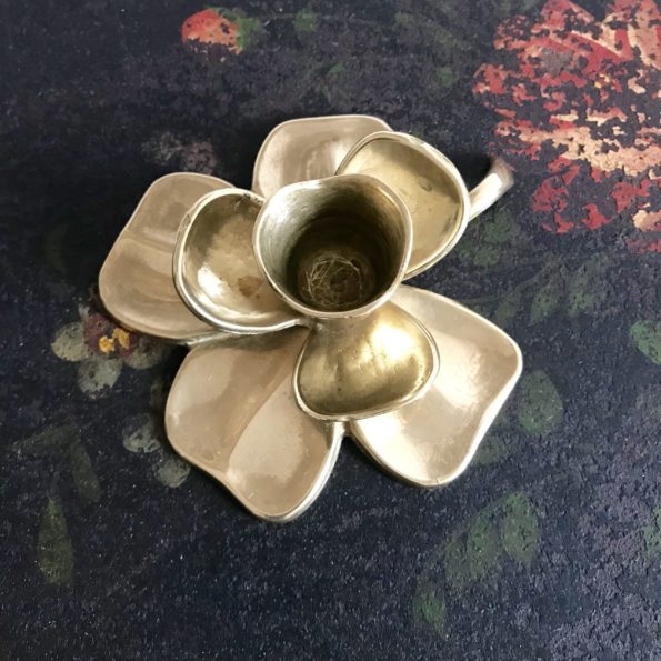 Bougeoir en laiton forme fleur vintage