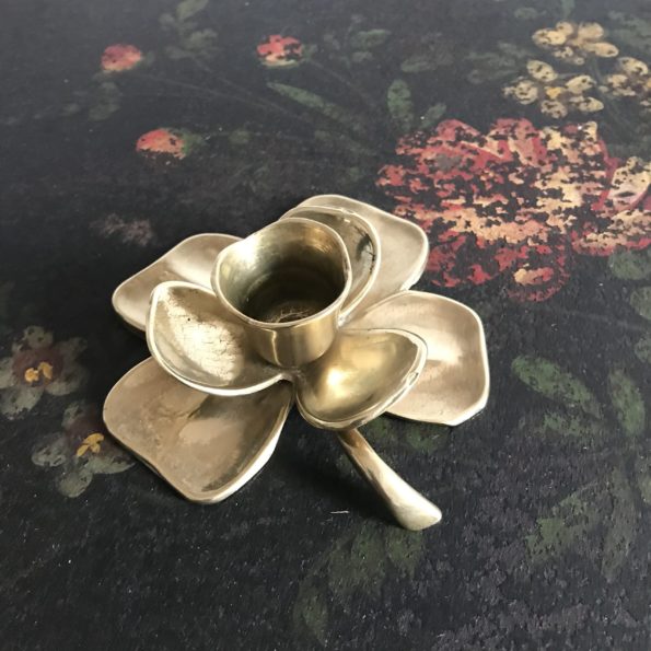 Bougeoir en laiton forme fleur vintage