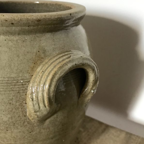 Pot en grès beige avec anses vase pot plante fleurs décoration