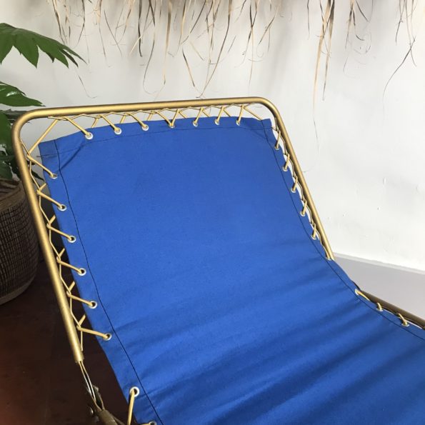 Transat bain de soleil bleu Lafuma vintage lit de camp