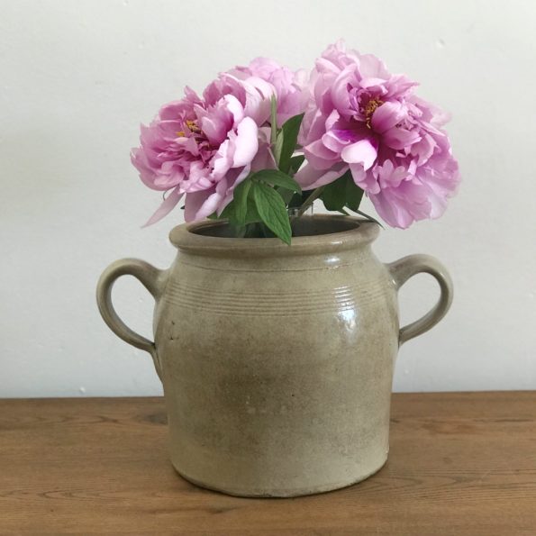 Pot en grès beige oreilles anses vase pot plante fleurs décoration