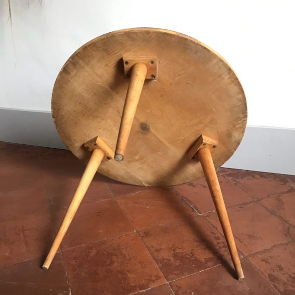 Table basse d'appoint tripode en bois vintage