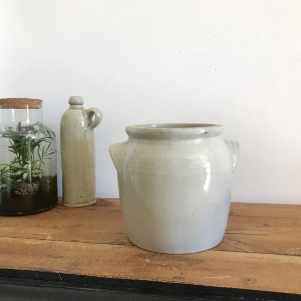 Pot en grès beige avec anses vase pot plante fleurs décoration