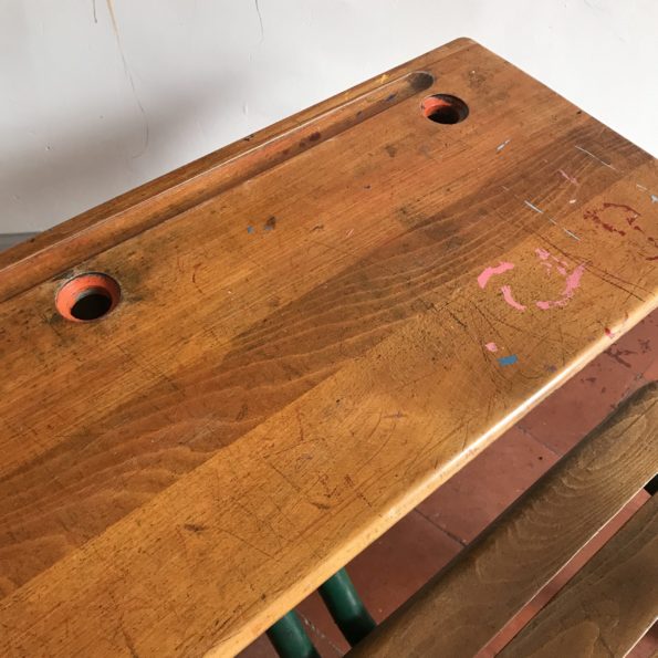 Bureau ou pupitre d'écolier Delagrave en bois et métal 2 places vintage enfant