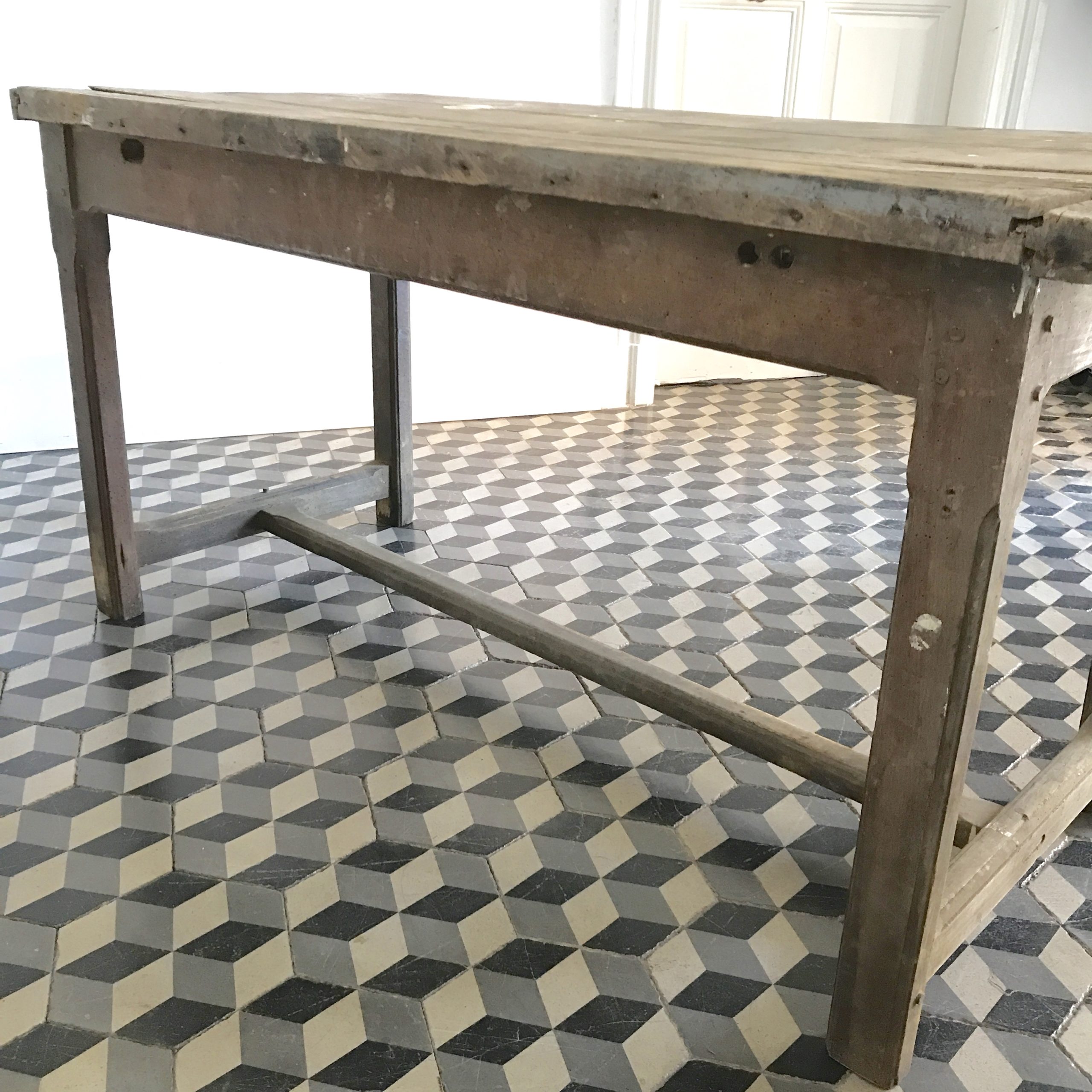 Table d'atelier en bois, Brocante
