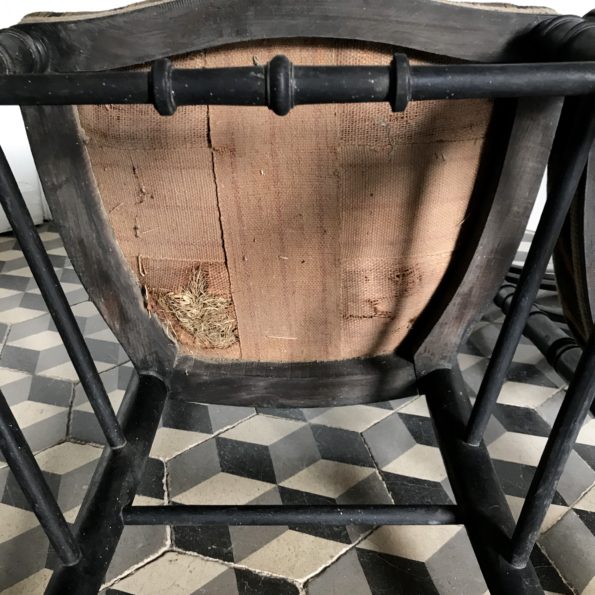 Chaise napoléon III velours bois noirci