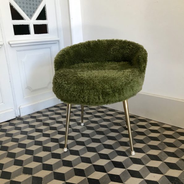 Chaise moumoute vintage vert