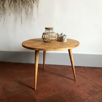 Table basse d'appoint tripode en bois vintage