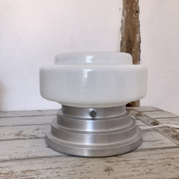 lampe de table à poser champignon opaline chrome madza vintage